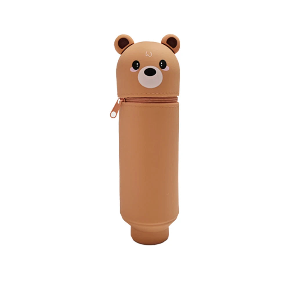 Trousse scolaire en silicone – Animaux mignons, grande capacité