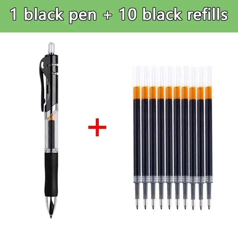 Set de 23 Stylos Gel Noir Bleu Rouge avec Recharges – Fournitures Scolaires et Bureau, Pointe Fine, Accessoires de Papeterie