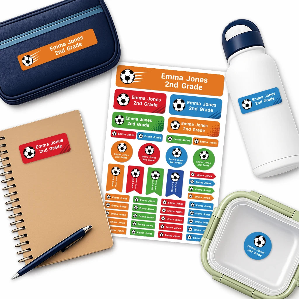 Étiquettes Scolaires Personnalisées Football – Prénom Enfant