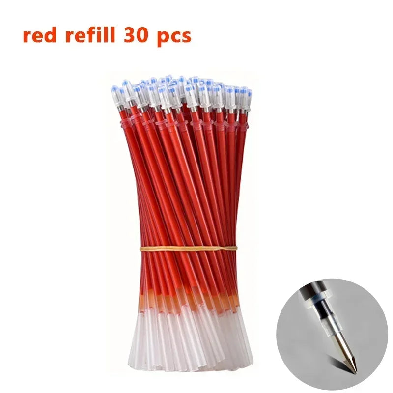 Set de 23 Stylos Gel Noir Bleu Rouge avec Recharges – Fournitures Scolaires et Bureau, Pointe Fine, Accessoires de Papeterie