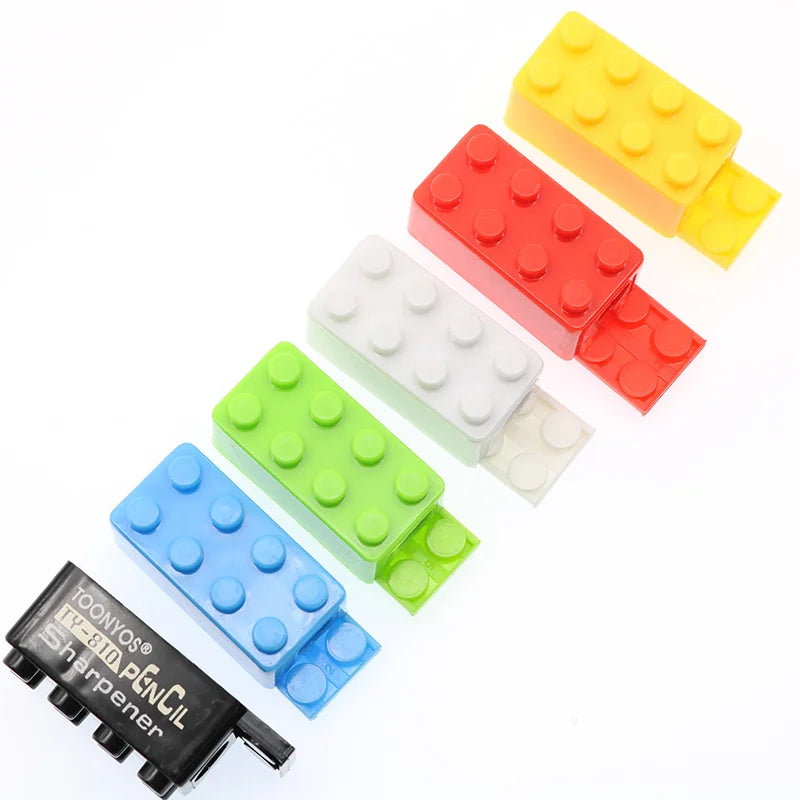 Lot de 10 taille-crayons briques de construction – Multicolores