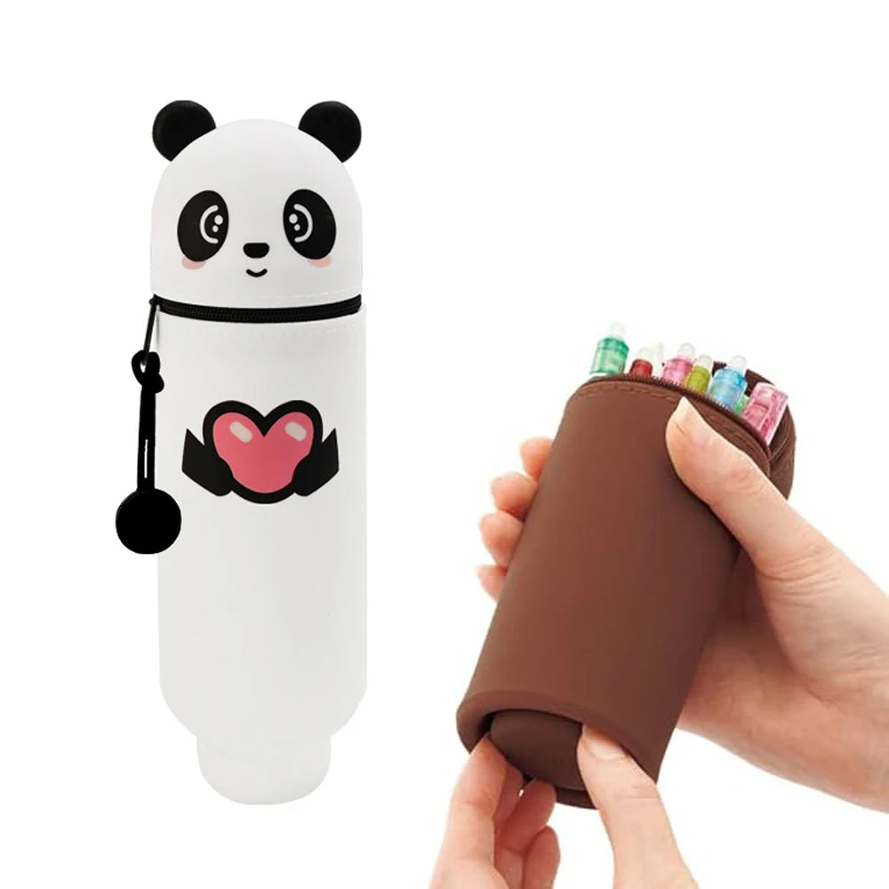 Trousse scolaire en silicone – Animaux mignons, grande capacité