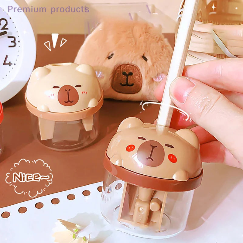 Taille-Crayon Capybara avec Réservoir – Fourniture Scolaire Enfant