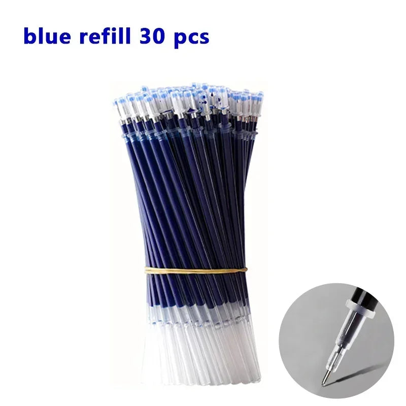 Set de 23 Stylos Gel Noir Bleu Rouge avec Recharges – Fournitures Scolaires et Bureau, Pointe Fine, Accessoires de Papeterie