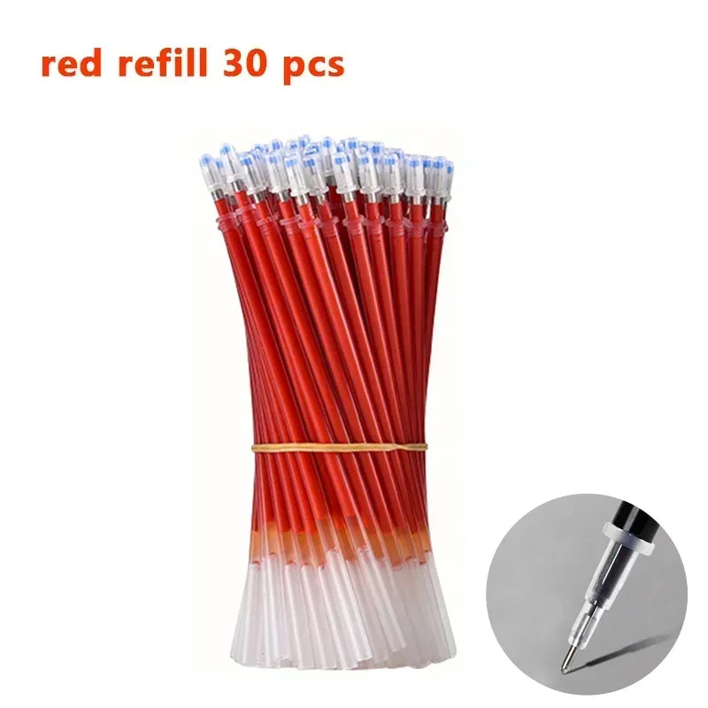 Set de 23 Stylos Gel Noir Bleu Rouge avec Recharges – Fournitures Scolaires et Bureau, Pointe Fine, Accessoires de Papeterie