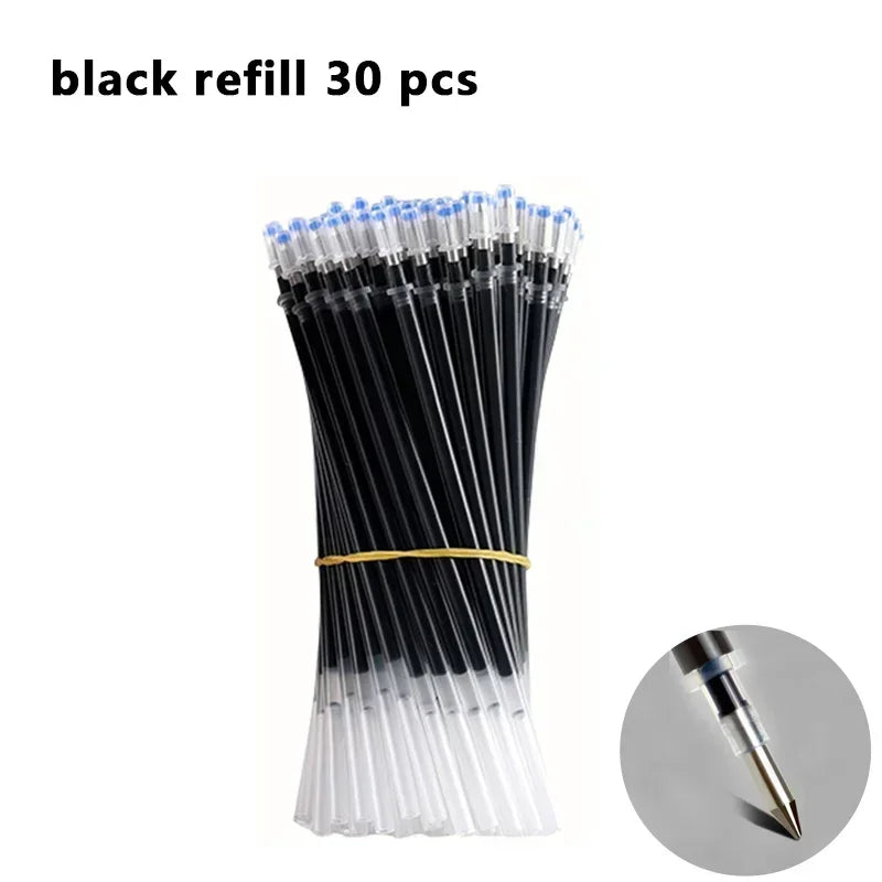 Set de 23 Stylos Gel Noir Bleu Rouge avec Recharges – Fournitures Scolaires et Bureau, Pointe Fine, Accessoires de Papeterie