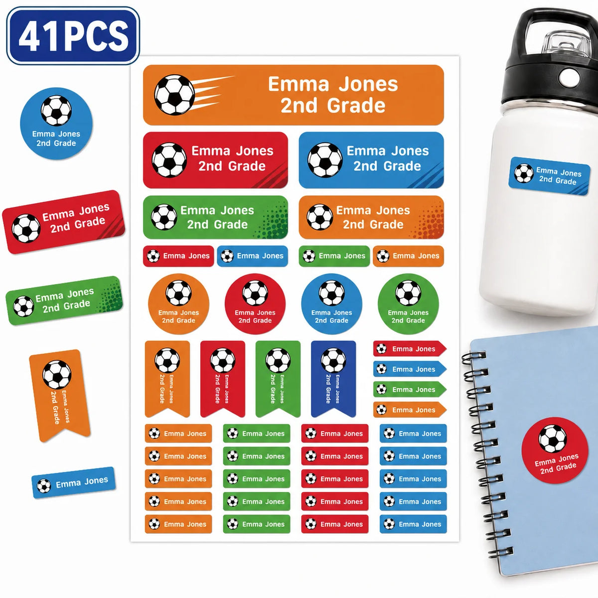 Étiquettes Scolaires Personnalisées Football – Prénom Enfant