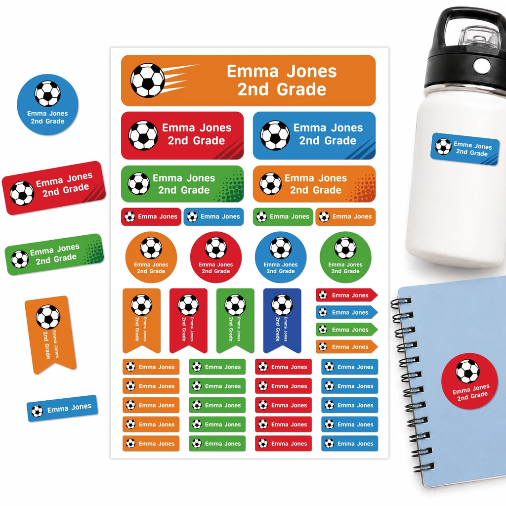 Étiquettes Scolaires Personnalisées Football – Prénom Enfant