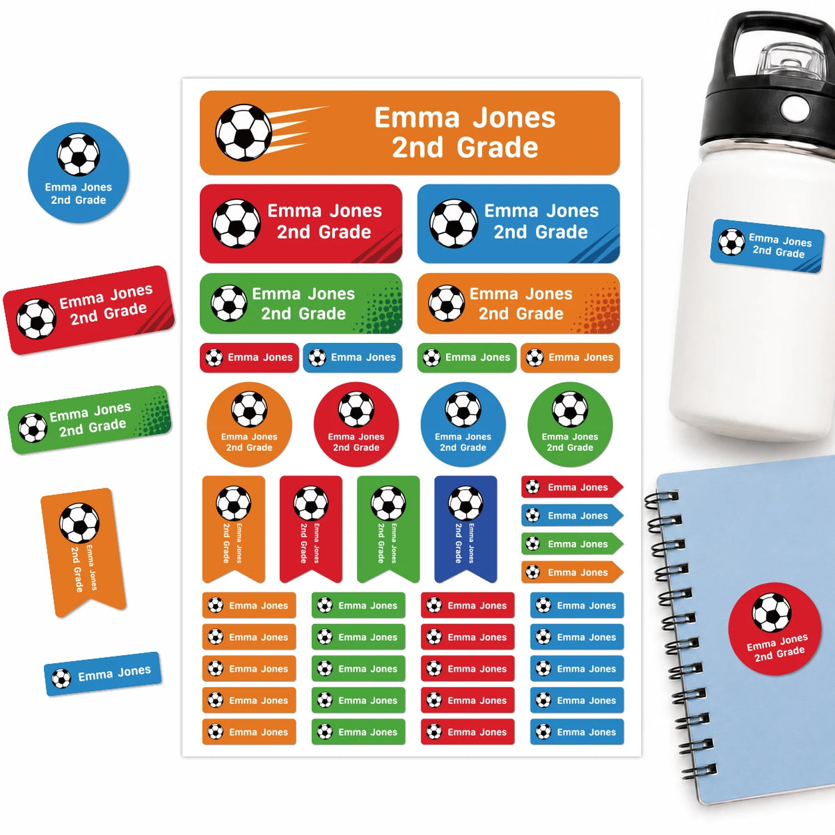 Étiquettes Scolaires Personnalisées Football – Prénom Enfant
