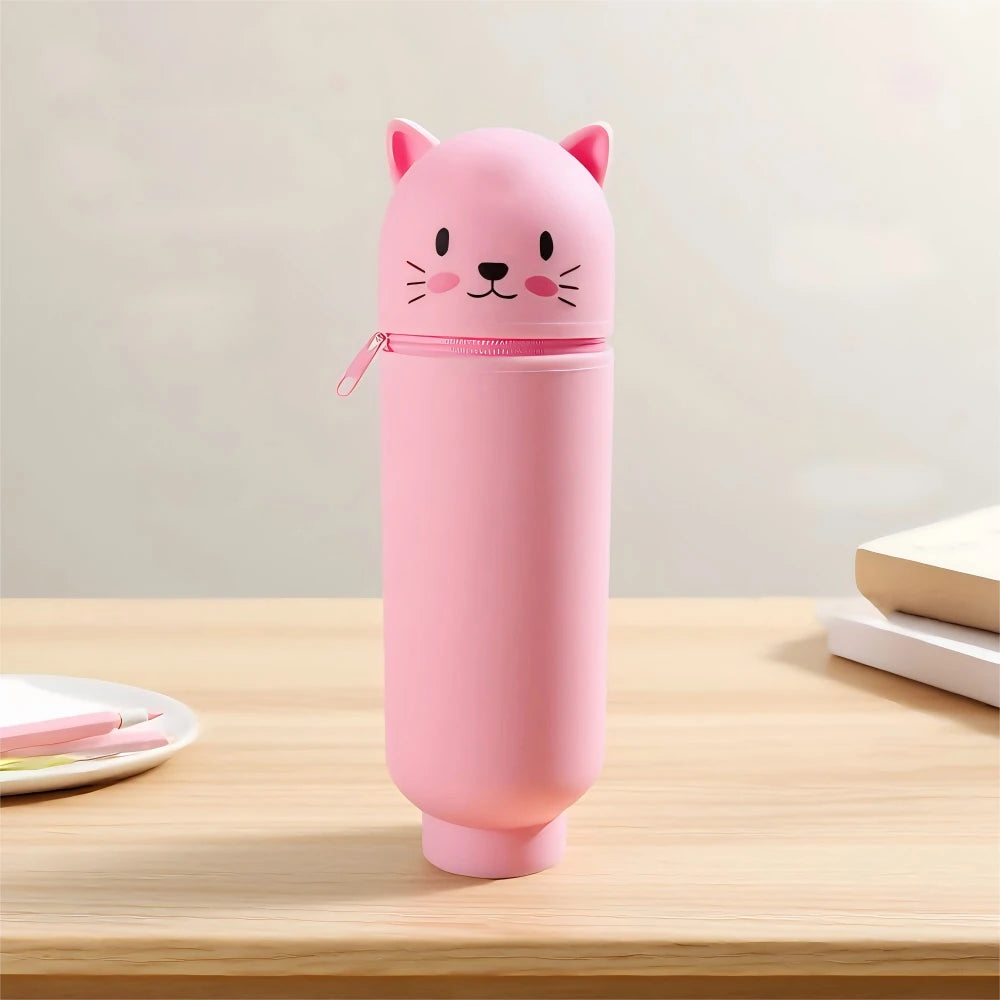 Trousse scolaire en silicone – Animaux mignons, grande capacité