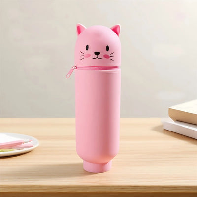 Trousse scolaire en silicone – Animaux mignons, grande capacité