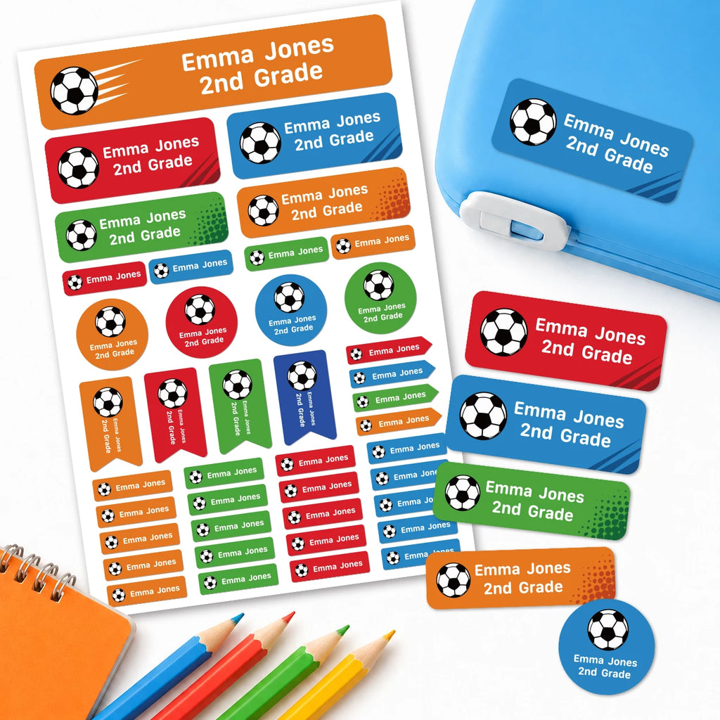 Étiquettes Scolaires Personnalisées Football – Prénom Enfant
