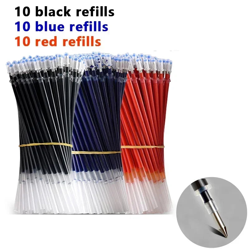 Set de 23 Stylos Gel Noir Bleu Rouge avec Recharges – Fournitures Scolaires et Bureau, Pointe Fine, Accessoires de Papeterie