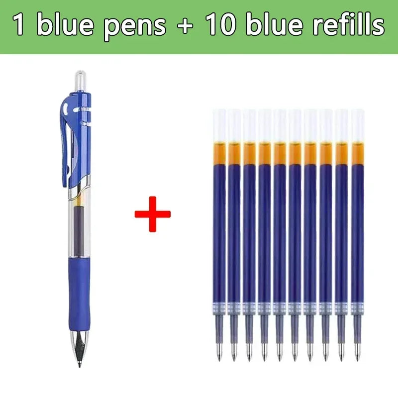 Set de 23 Stylos Gel Noir Bleu Rouge avec Recharges – Fournitures Scolaires et Bureau, Pointe Fine, Accessoires de Papeterie